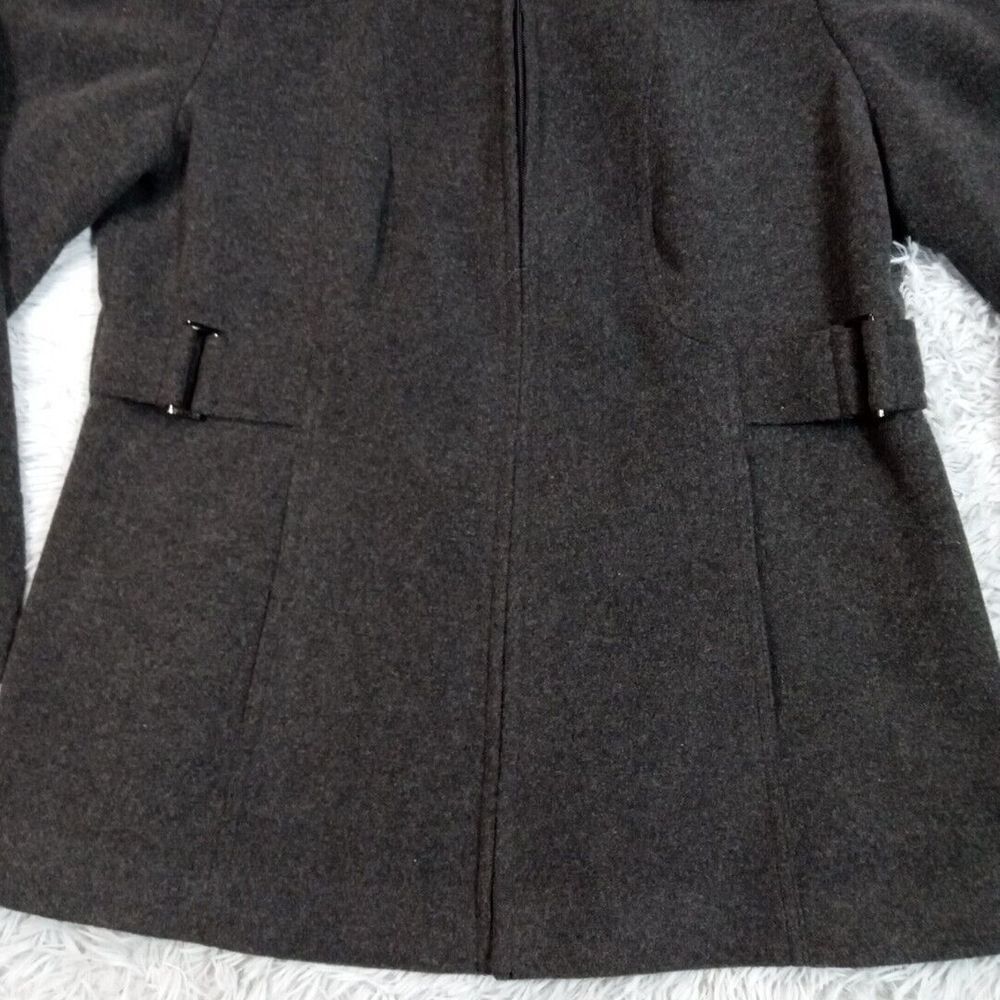 Fleet Street Womens Jacket Gray L Wool Blend Hood Pockets Lined Coat Career - Picture 4 of 14
